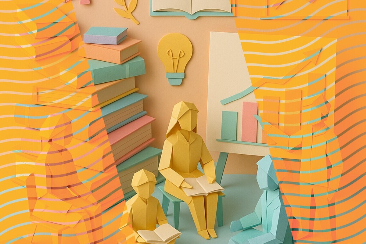 University students in a lecture hall discussing with a lecturer