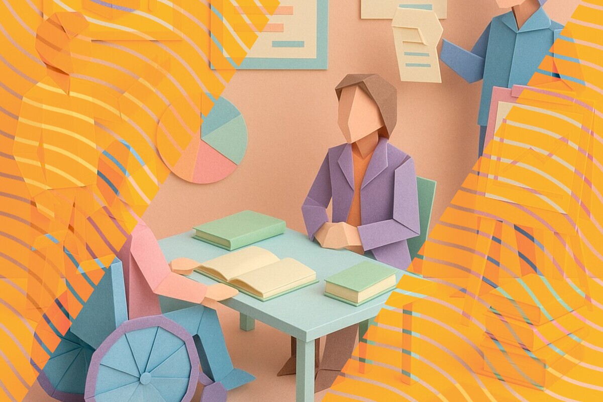 Abstract illustration representing disabled students’ intersectional barriers in higher education