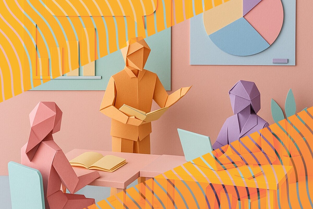 Abstract illustration representing students weighing student and customer identities