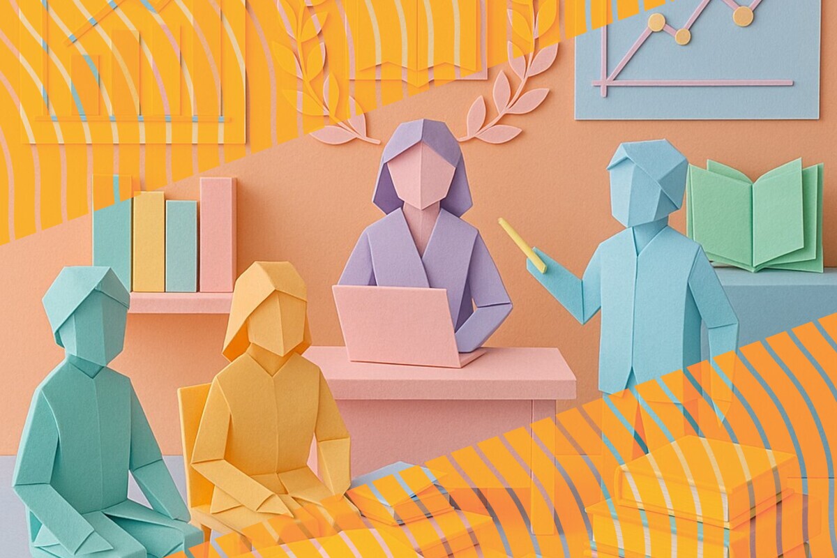 Illustration representing a belonging survey being repeated across the first year of higher education