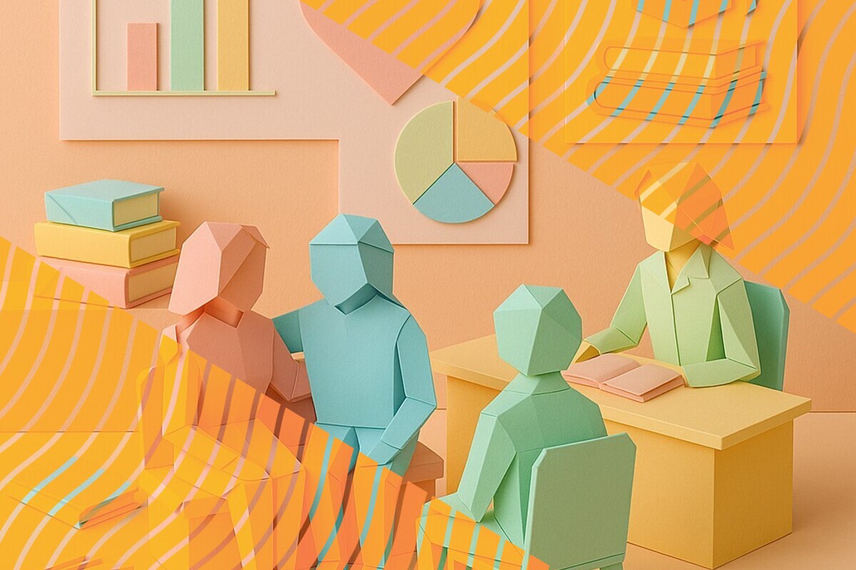 Abstract illustration representing relational support and belonging for care-experienced students in higher education