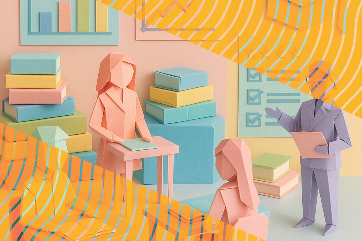 Abstract illustration representing the reliability and stability of student teaching evaluations over time