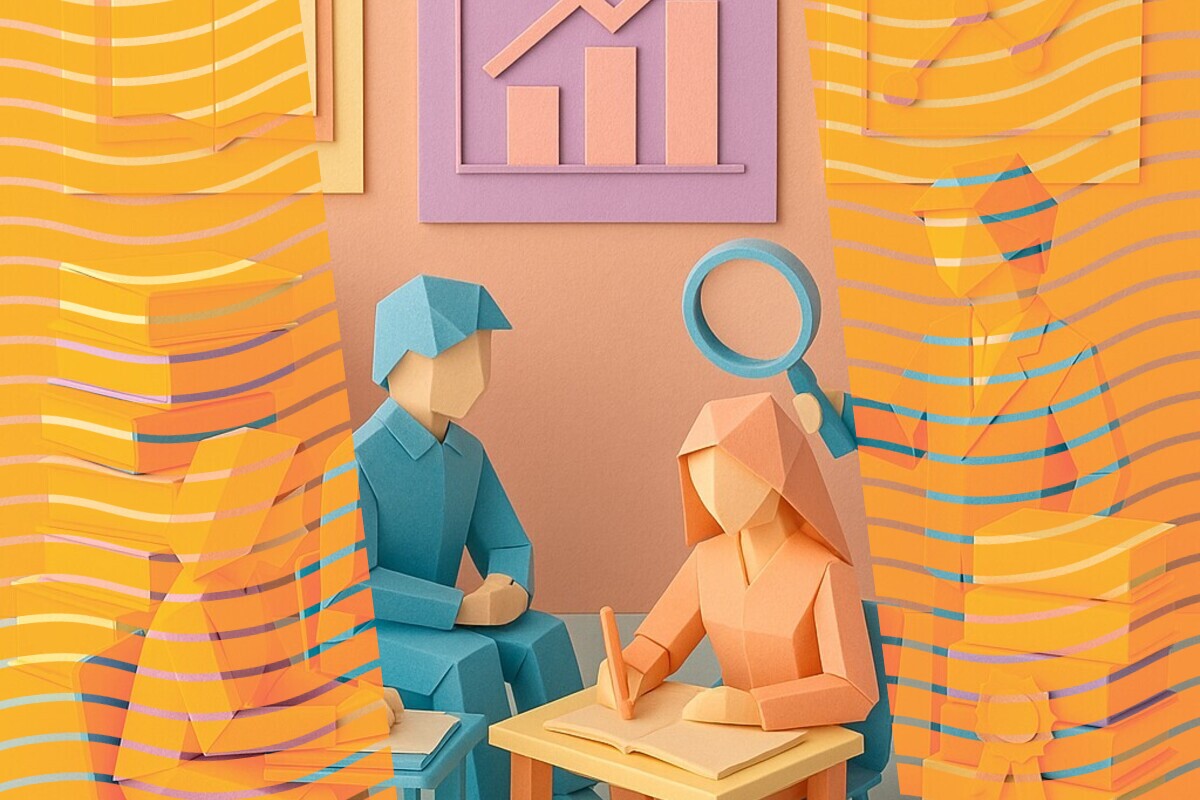 Abstract illustration representing student reflections on academic misconduct and academic integrity in higher education