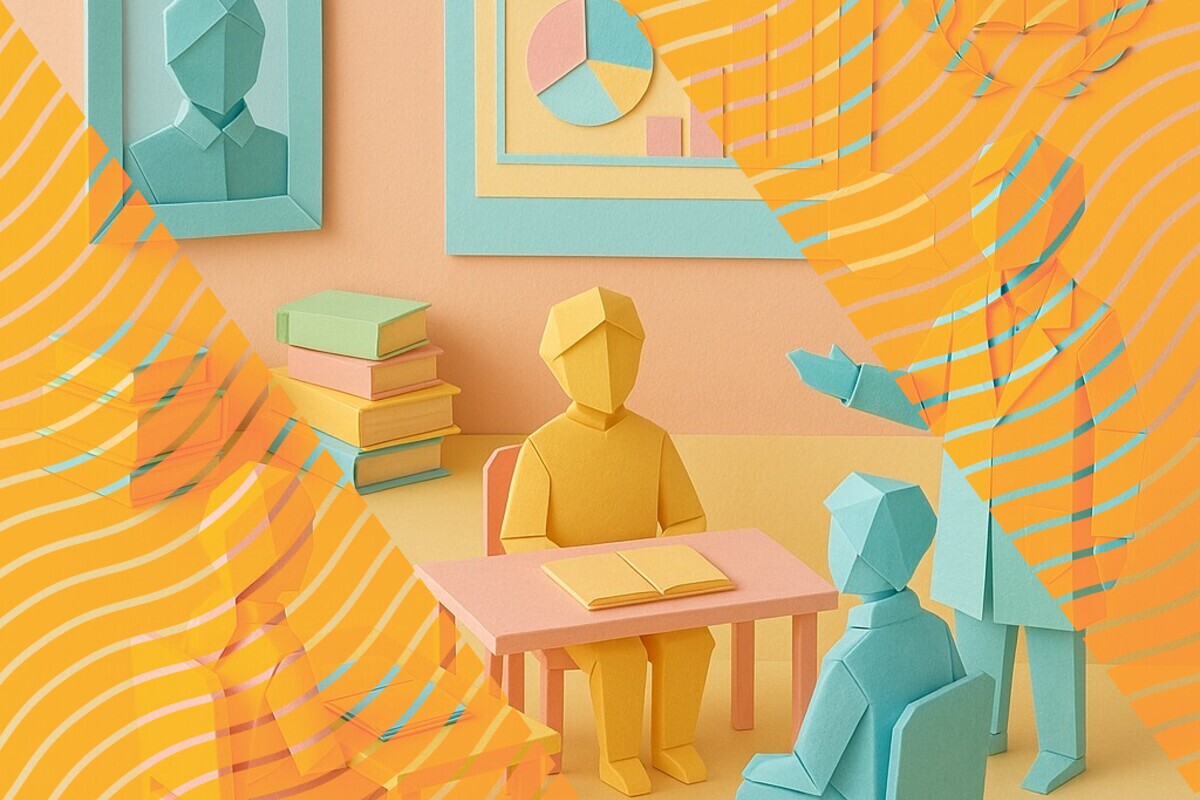 Abstract illustration representing students reflecting before receiving assessment feedback