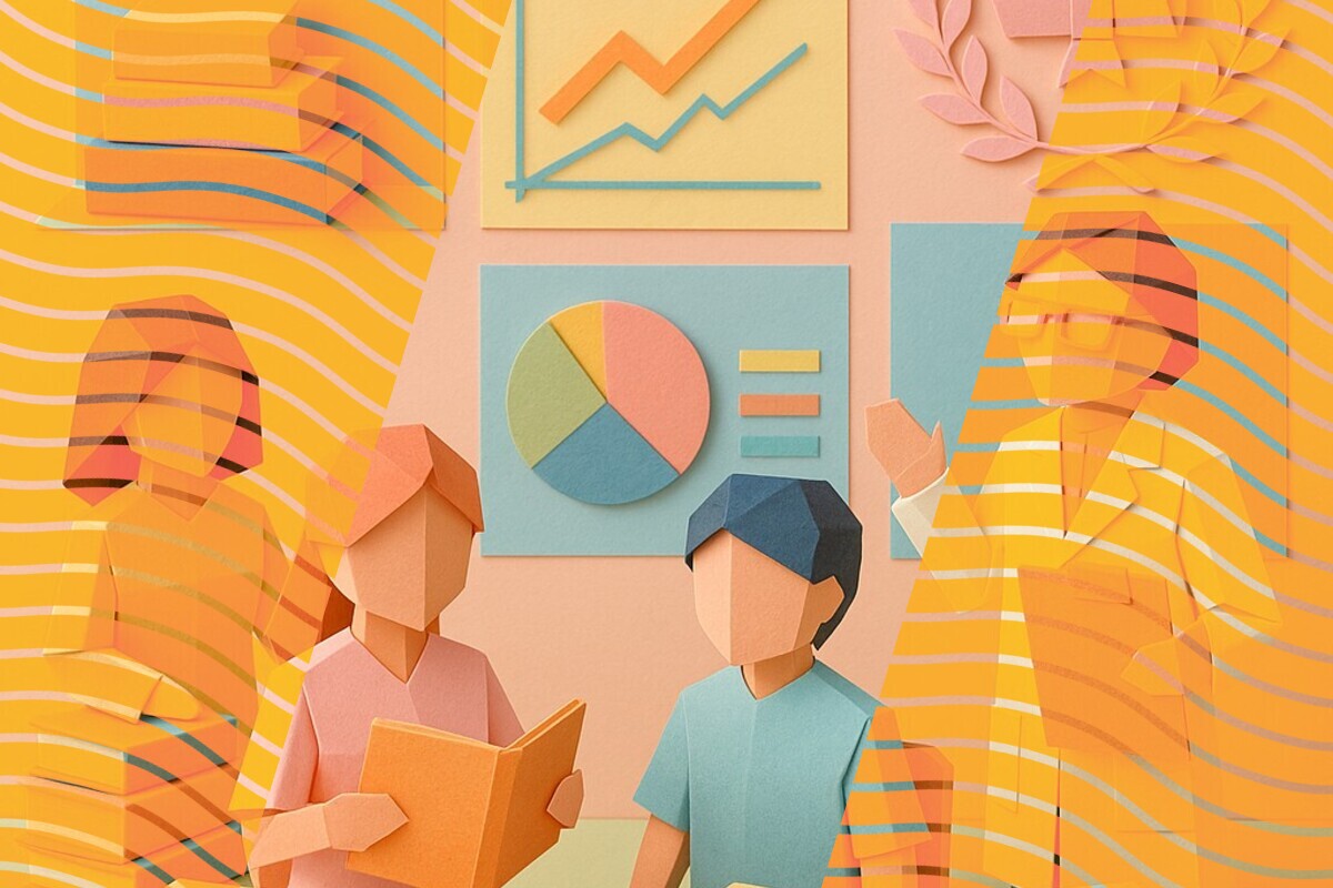 Abstract illustration representing student participation, accreditation, and visible quality assurance in higher education