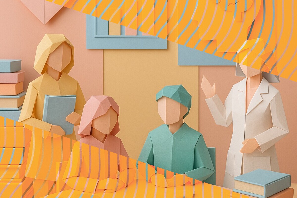 Abstract illustration representing student emotions, trust, and AI use in higher education