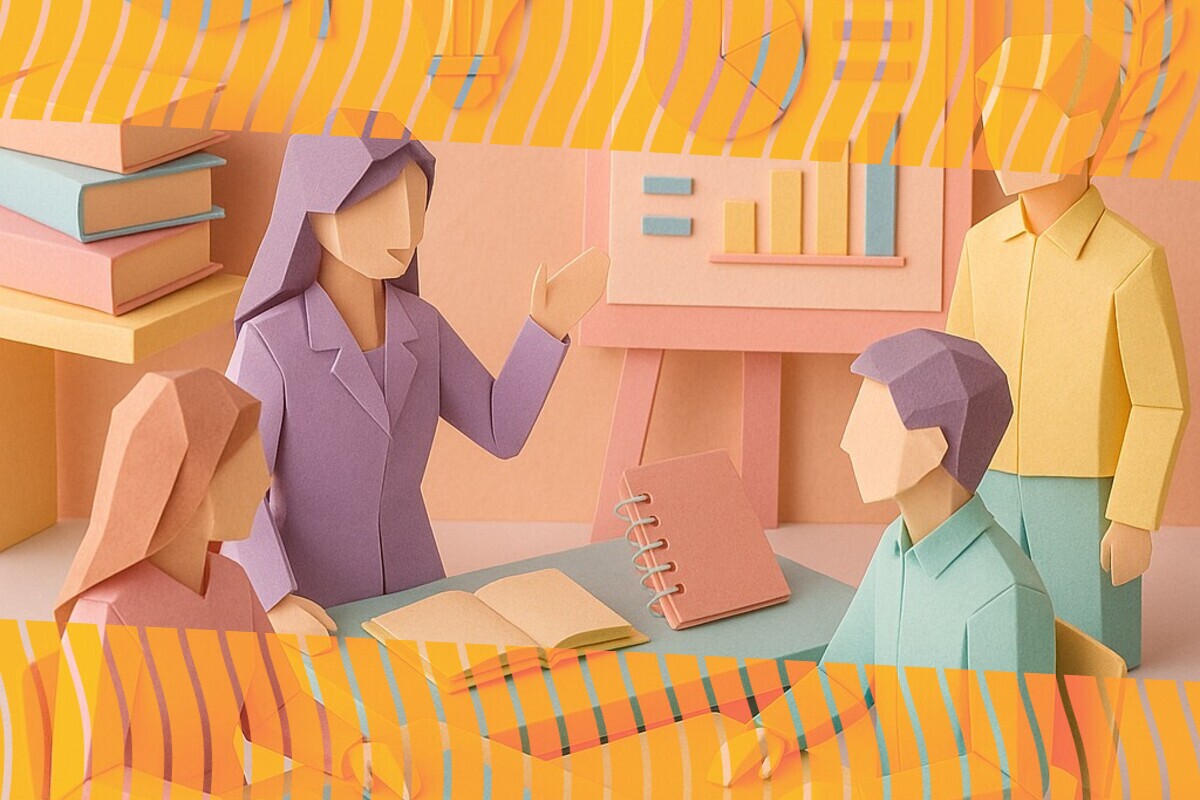 Abstract illustration representing teacher care, student trust, and Generative AI use in higher education