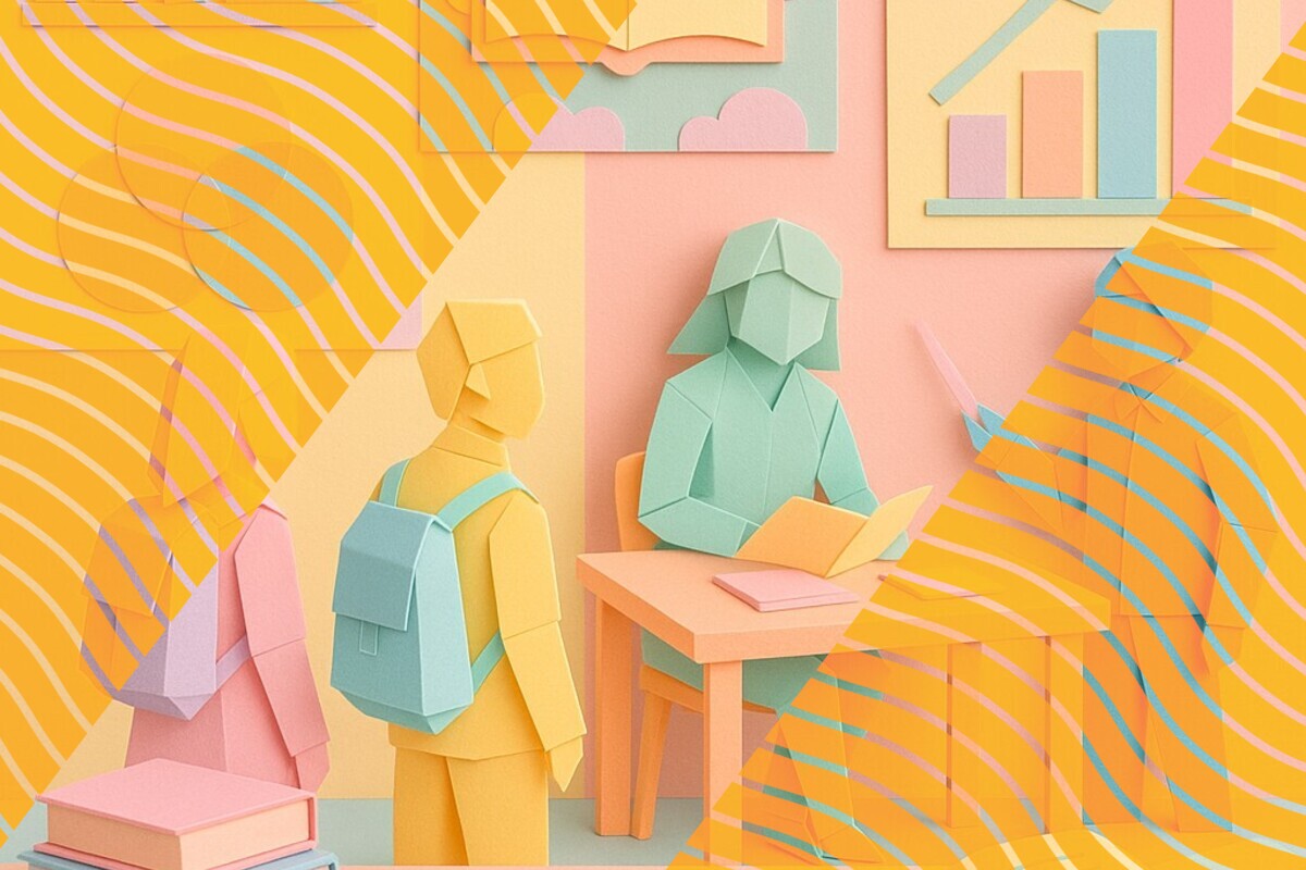 Abstract illustration representing first-semester belonging shifting across key moments in university transition