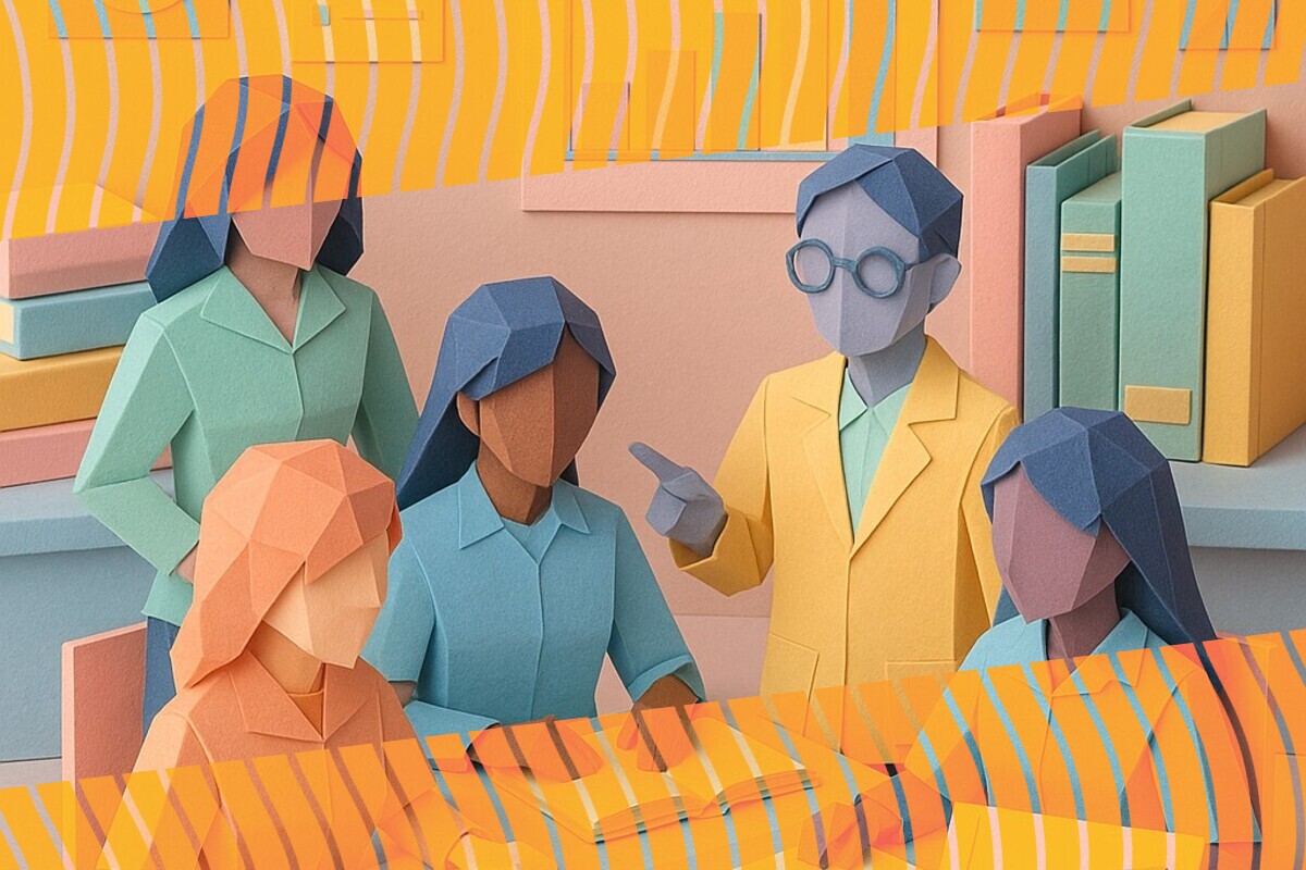 Abstract illustration representing international postgraduate student voice, co-created support resources, and feedback loops in higher education