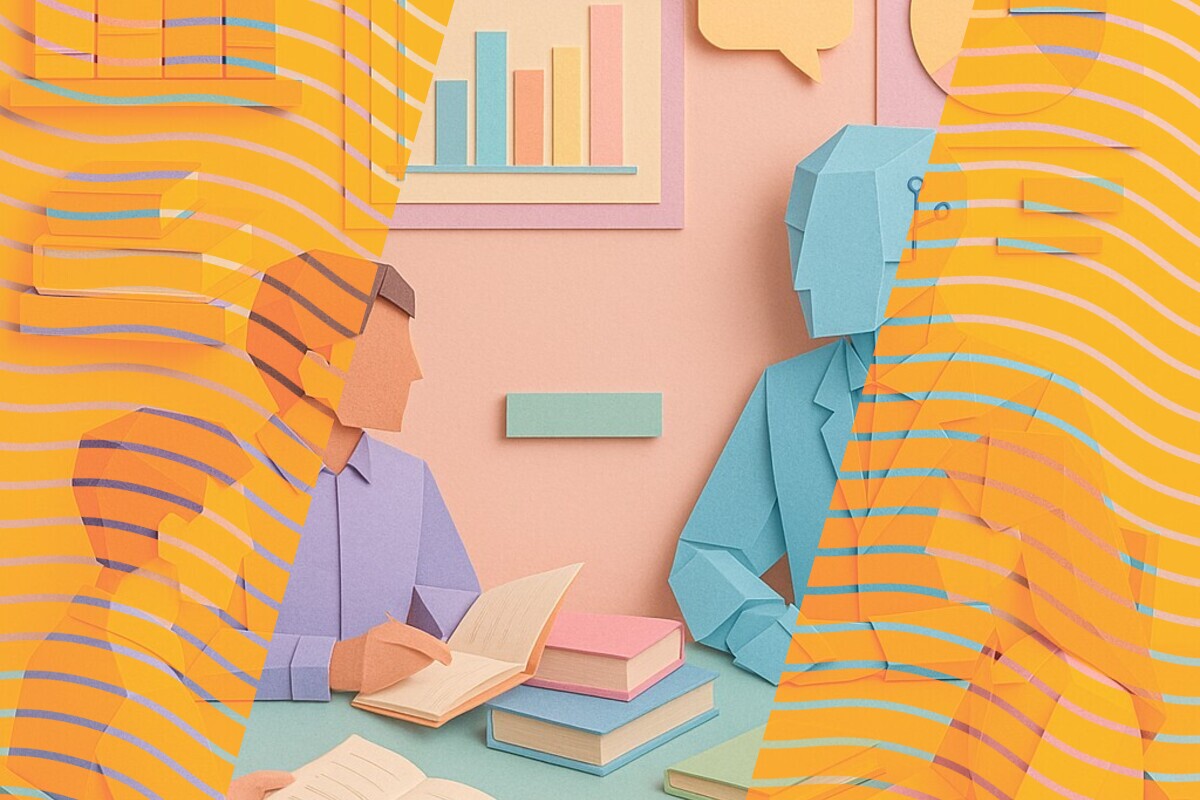Abstract illustration representing AI-generated assessment feedback, student trust, and the missing personal touch in higher education