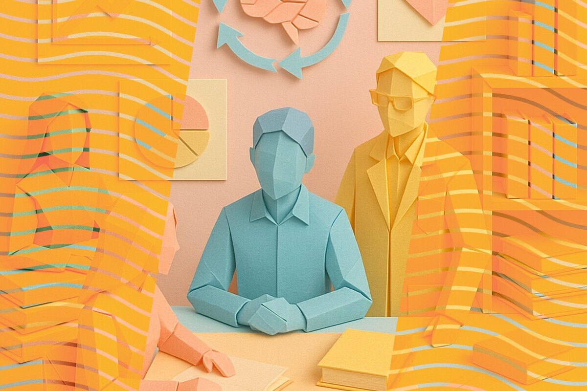 Abstract illustration representing student trust, anxiety, and belonging in higher education AI use