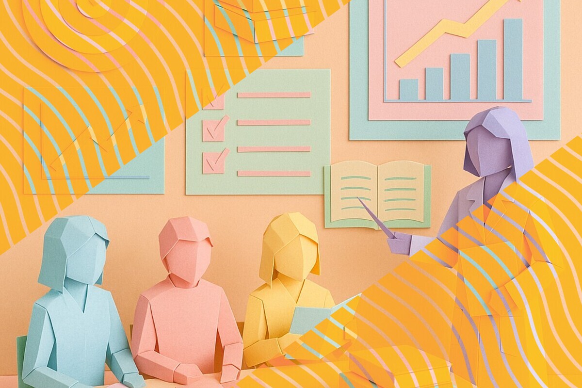 Abstract illustration representing clear assessment standards, student feedback literacy, and learning outcomes in higher education