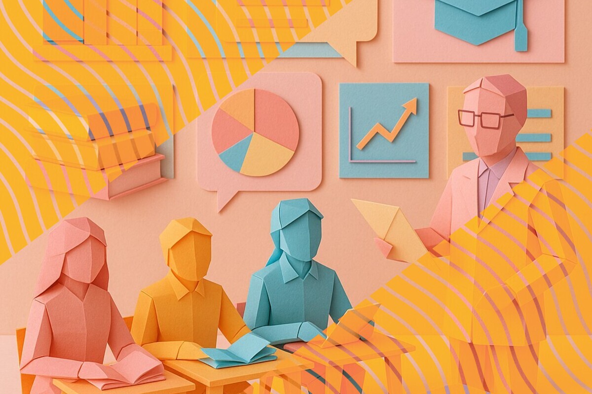 Abstract illustration representing timely, credible, and personal feedback in higher education