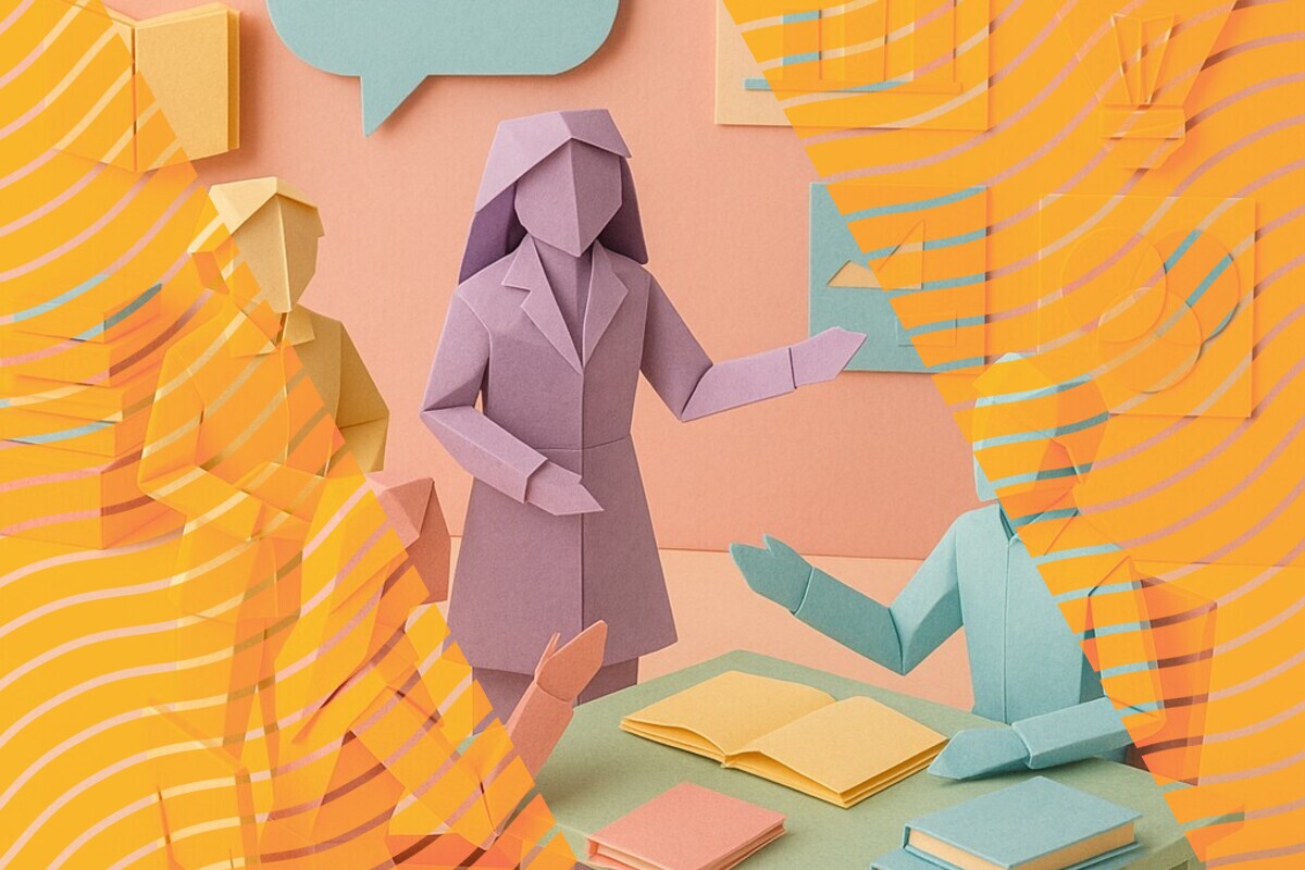 Abstract illustration representing co-designed peer mentoring, student support, and belonging in higher education