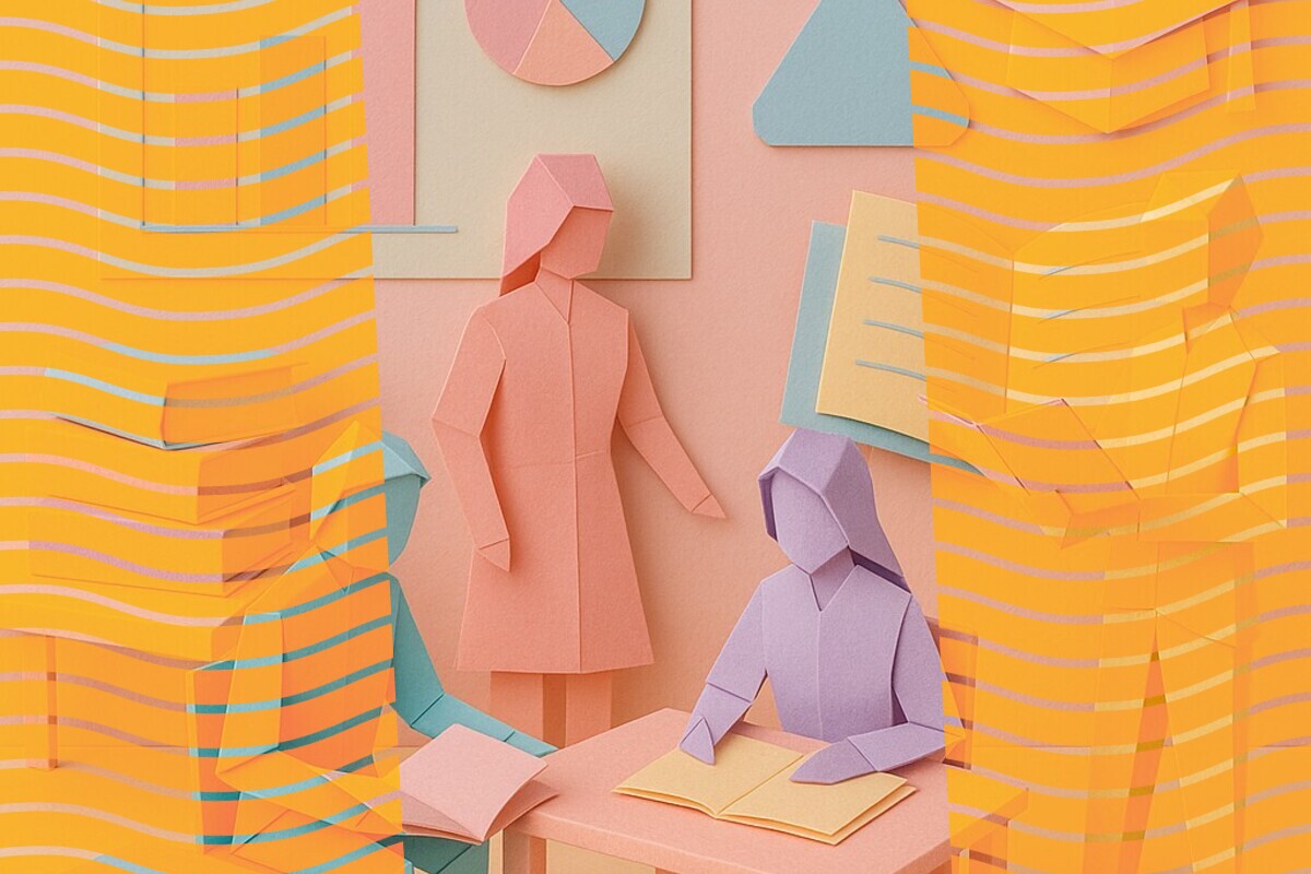 Abstract illustration representing doctoral student complaints, recognition, and institutional response in higher education