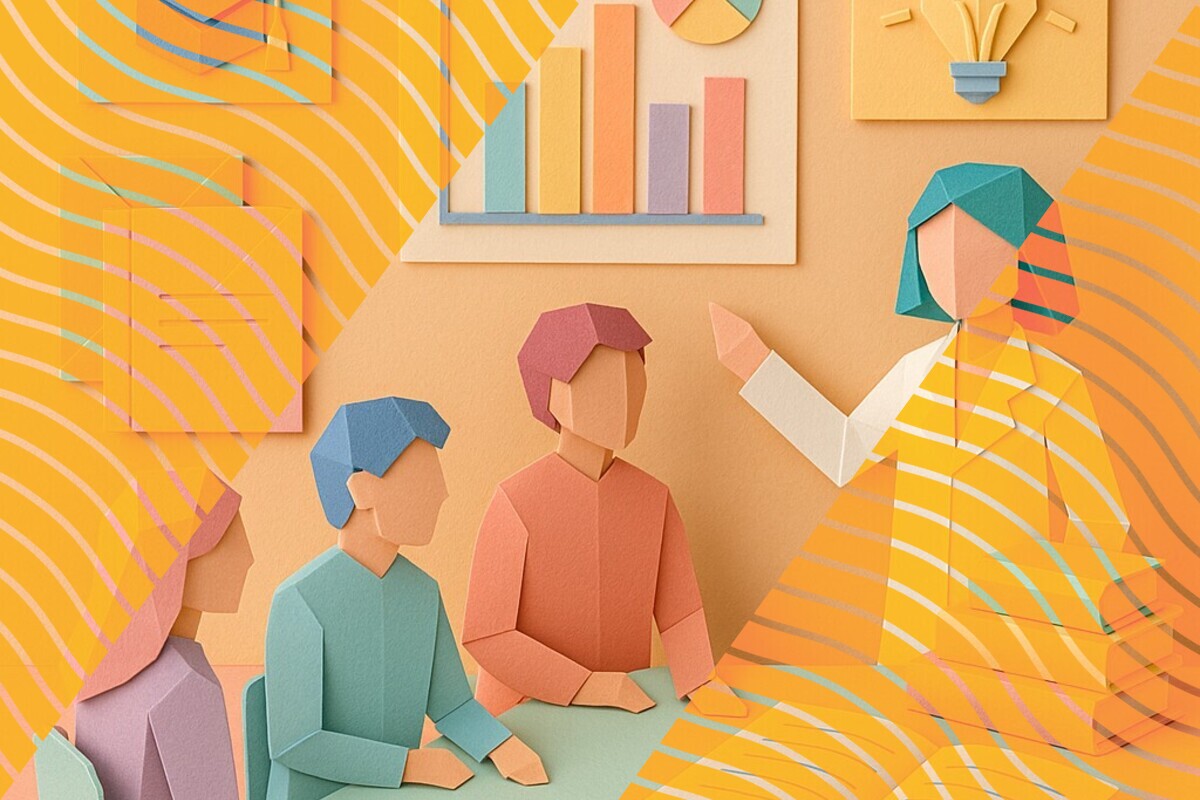 Abstract illustration representing student belonging measurement, survey validation, and evidence use in higher education