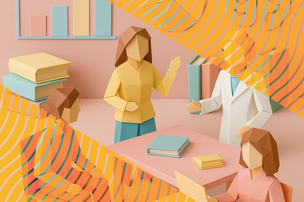 Abstract illustration representing university students' views on Generative AI, authorship, fairness, and academic judgement