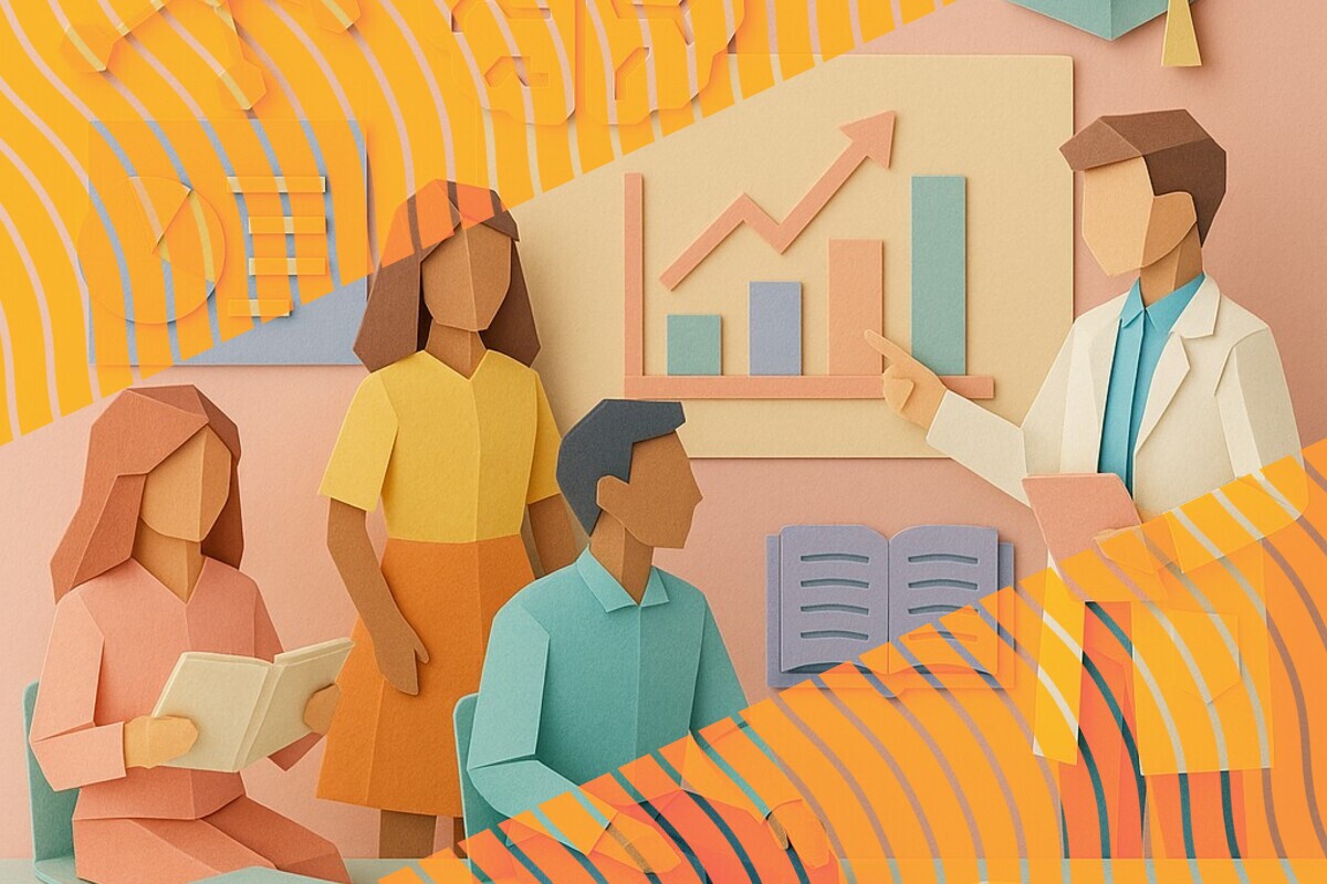 Abstract illustration representing university students' differing attitudes towards artificial intelligence in higher education