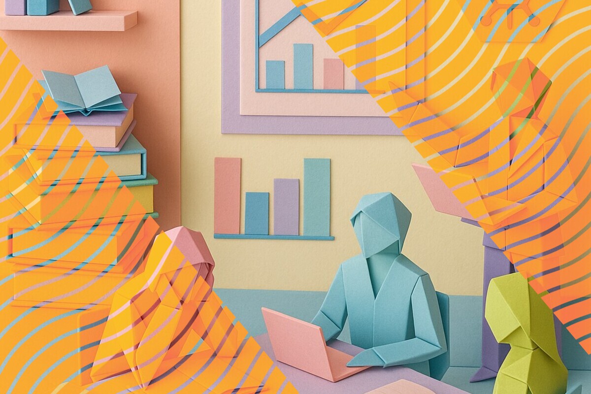 Abstract illustration representing AI detection, student anxiety, and trust in higher education assessment