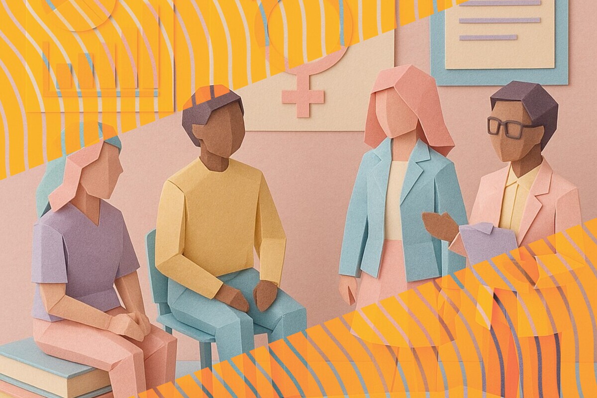 Abstract illustration representing trans students' belonging, safety, and reporting experiences in higher education