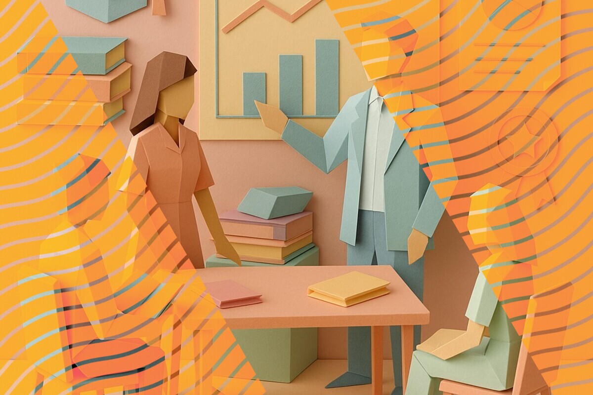 Abstract illustration representing student quality surveys, institutional services, and perceived educational quality in higher education