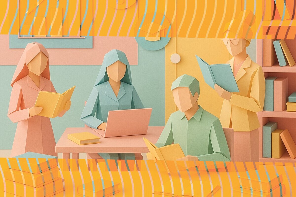 Abstract illustration representing study-space access, campus satisfaction, and informal learning spaces in higher education