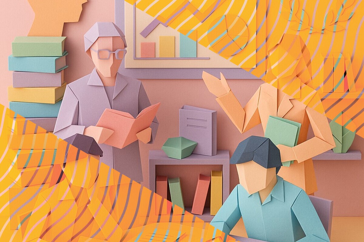 Abstract illustration representing student confidence, self-doubt, and feedback-seeking in higher education
