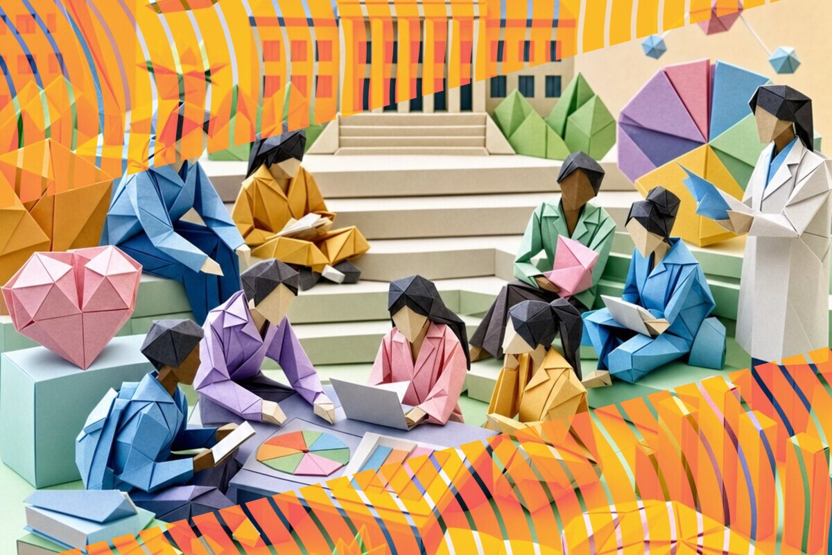 Abstract illustration representing academic stress, student wellbeing, and demographic differences in higher education