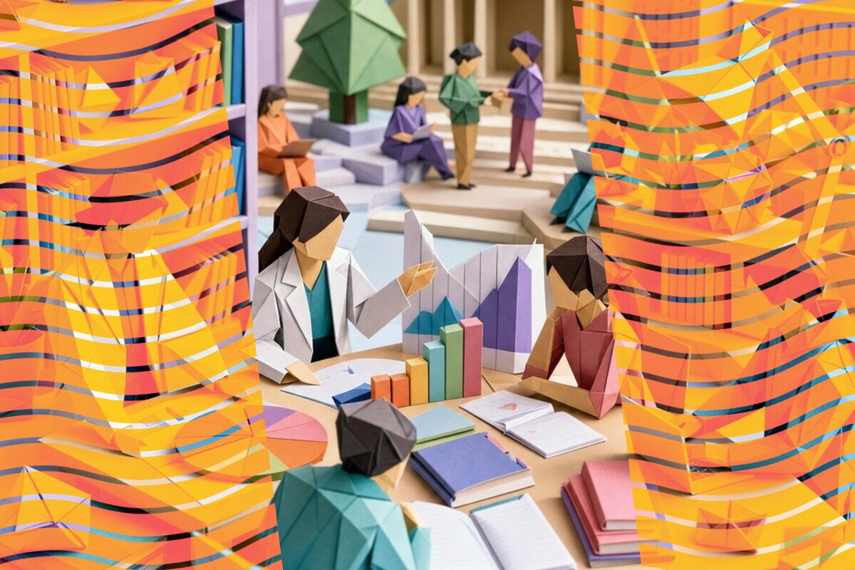 Abstract illustration representing postgraduate block delivery, academic results, and student satisfaction