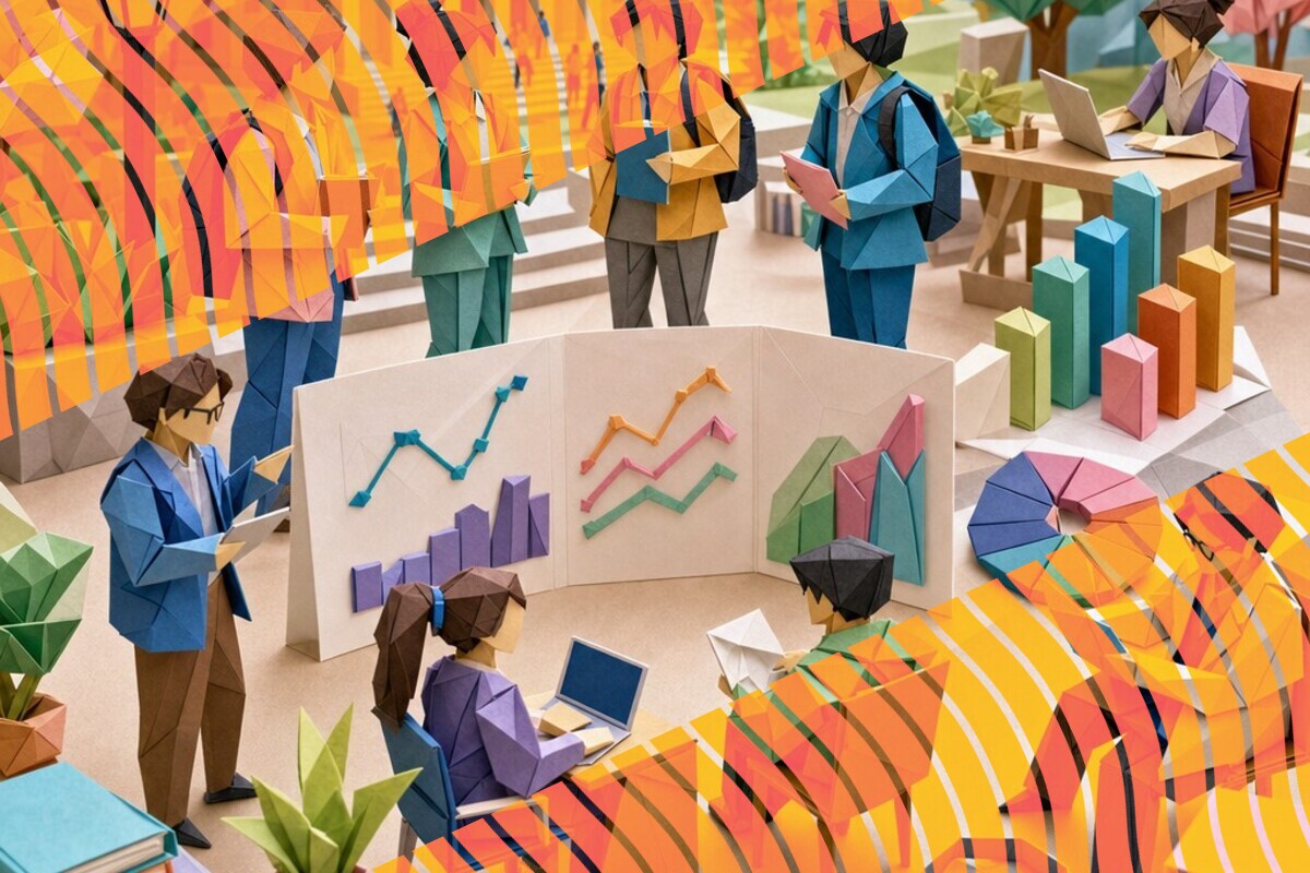 Abstract illustration representing student engagement and commitment changing across three survey waves