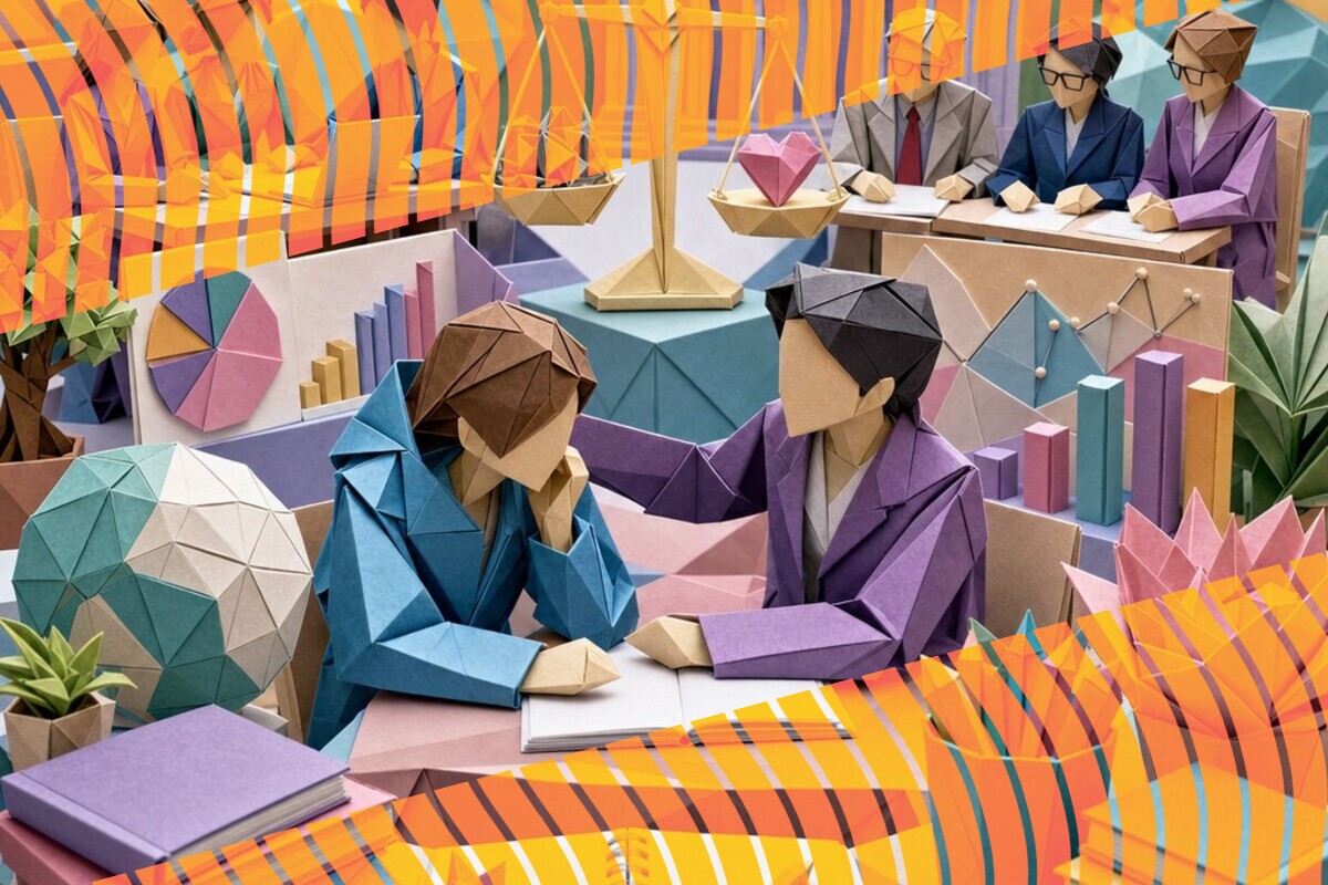 Abstract illustration representing student distress, support, and fairness during an academic misconduct investigation
