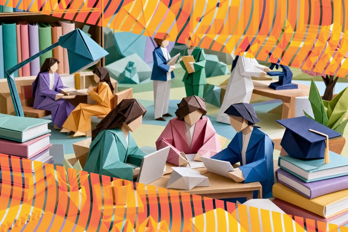 Illustration of doctoral researchers discussing expectations, research interests and support needs