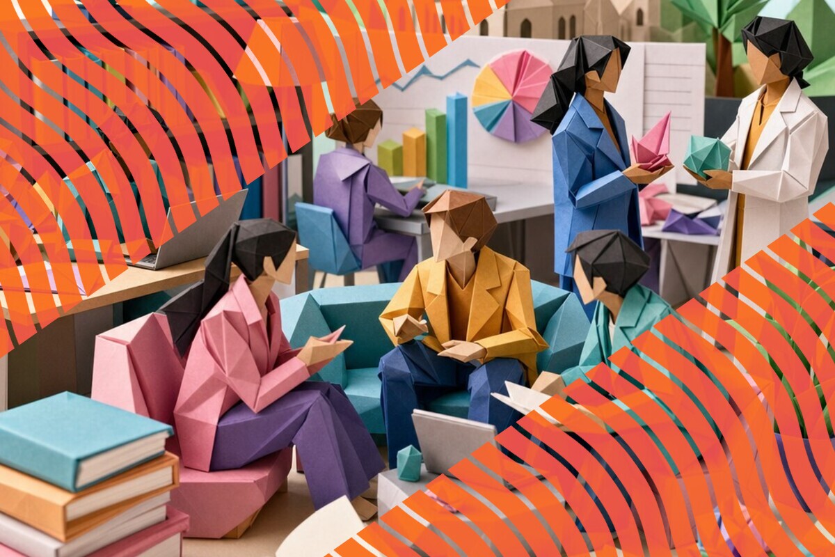 Illustration of student conversations informing a university's learning analytics and support review